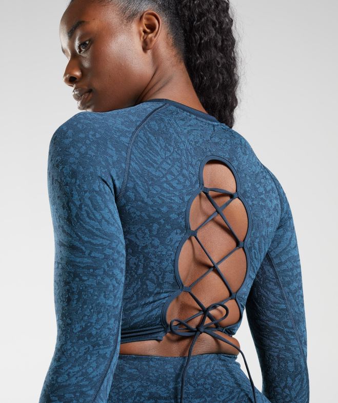 Gymshark adapter animal - haut sans couture à lacets dans le dos sauvage | marine femmes 6HF28459